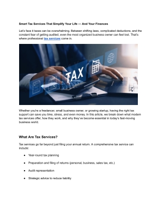 Smart Tax Services That Simplify Your Life — And Your Finances