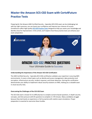 Amazon SCS-C02 Practice Tests
