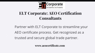 Authorized Economic Operator (AEO) Certification
