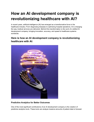 How an AI development company is revolutionizing healthcare with AI?