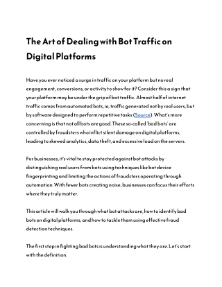 How Bot Device Fingerprinting Identify Bot Traffic on Digital Platform