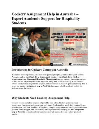 cookery assignment help in australia expert