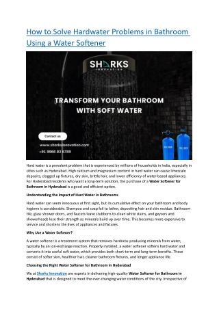 How to Solve Hardwater Problems in Bathroom Using a Water Softener