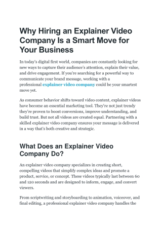 Why Hiring an Explainer Video Company Is a Smart Move for Your Business