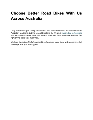 Choose Better Road Bikes With Us Across Australia