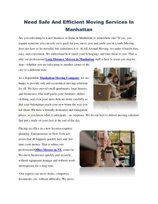 need safe and efficient moving services