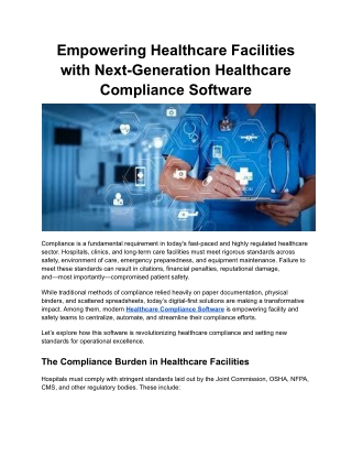 Empowering Healthcare Facilities with Next-Generation Healthcare Compliance Software