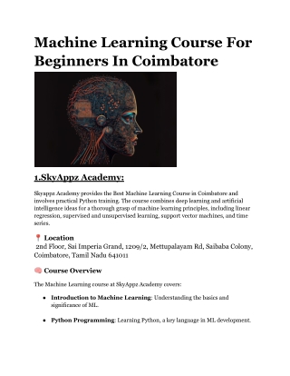 Machine Learning Course For Beginners In Coimbatore