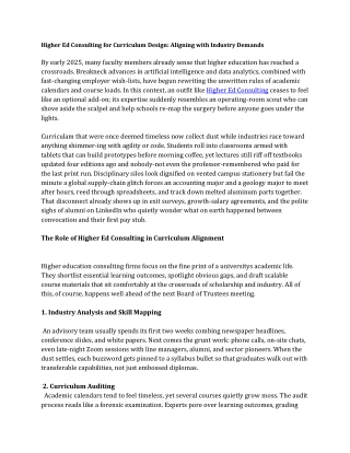 Higher Ed Consulting for Curriculum Design Aligning with Industry Demands