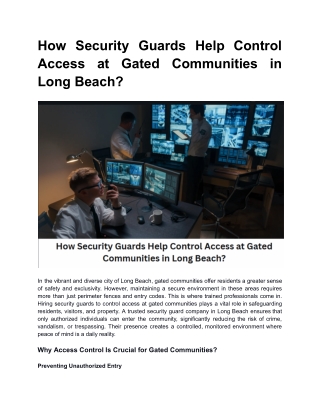 How Security Guards Help Control Access at Gated Communities in Long Beach?