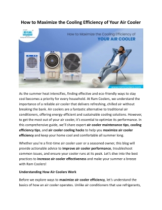 How to Maximize the Cooling Efficiency of Your Air Cooler
