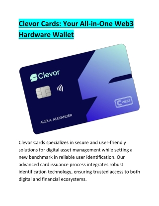 clevor cards your all in one web3 hardware wallet