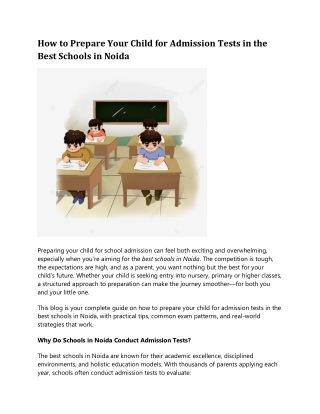 How to Prepare Your Child for Admission Tests in the Best Schools in Noida