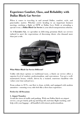 Dallas Executive Black Car Service You Can Trust
