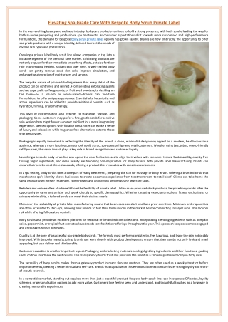 Elevating Spa-Grade Care With Bespoke Body Scrub Private Label