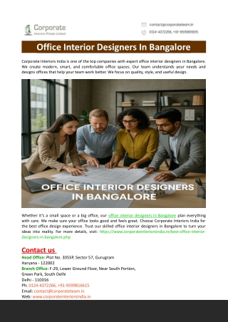 Office Interior Designers Bangalore