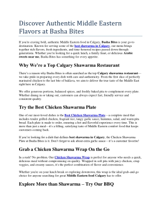 Discover Authentic Middle Eastern Flavors at Basha Bites