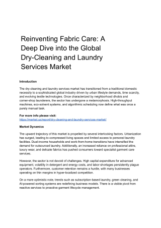 Dry-Cleaning and Laundry Services Market