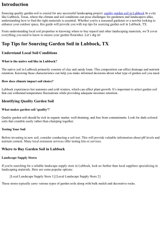 Top Tips for Sourcing Garden Soil in Lubbock, TX