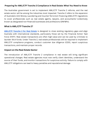 Preparing for AMLCTF Tranche 2 Compliance in Real Estate What You Need to Know