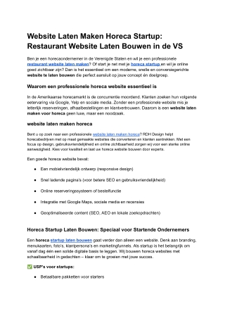 Website Laten Maken Horeca Startup_ Restaurant Website Laten Bouwen in de VS