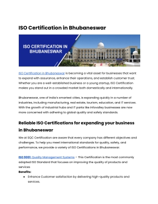 ISO Certification in Bhubaneswar