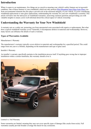 Understanding the Warranty for Your New Windshield