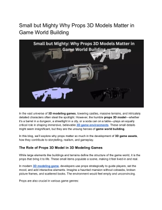 Small but Mighty_ Why Props 3D Models Matter in Game World Building