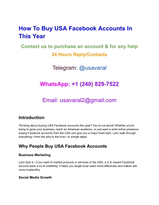 How To Buy USA Facebook Accounts In This Year