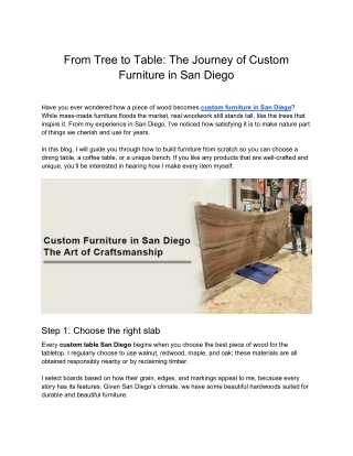 from tree to table the journey of custom
