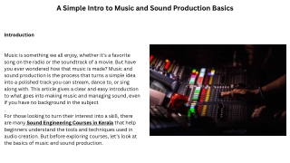 A Simple Intro to Music and Sound Production Basics