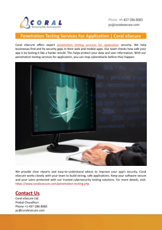 Penetration Testing Services For Application