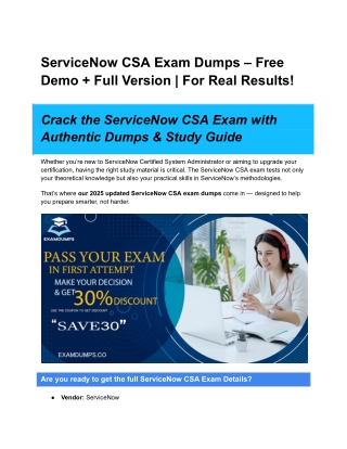 ServiceNow CSA Exam Dumps – Free Demo   Full Version _ For Real Results