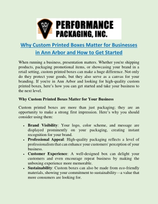 Why Custom Printed Boxes Matter for Businesses in Ann Arbor and How to Get Started