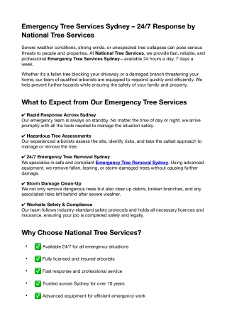 Reliable Emergency Tree Services Sydney | National Tree Services