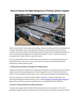 How to Choose the Right Rotogravure Printing Cylinder Supplier