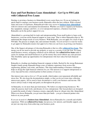 Easy and Fast Business Loan Ahmedabad – Get Up to ₹50 Lakh with Collateral Free Loans