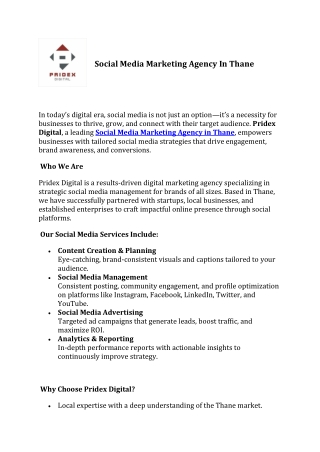 Social Media Marketing Agency In Thane