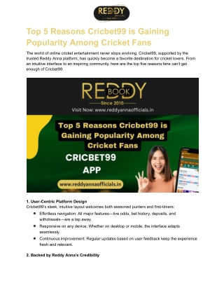Top 5 Reasons Cricbet99 is Gaining Popularity Among Cricket Fans