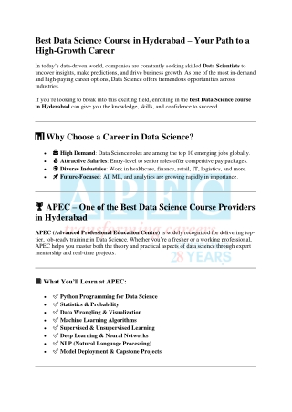 Best Data Science Course in Hyderabad