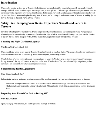 Safety First: Keeping Your Rental Experience Smooth and Secure in Toronto