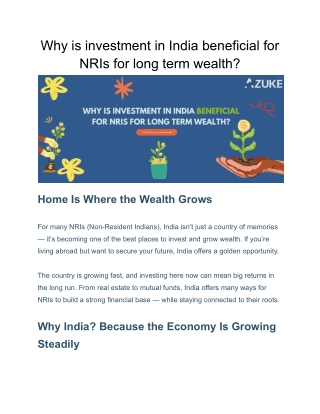 Why is investment in India beneficial for NRIs for long term wealth