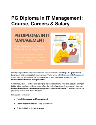 PG Diploma in IT Management_ Course, Careers & Salary