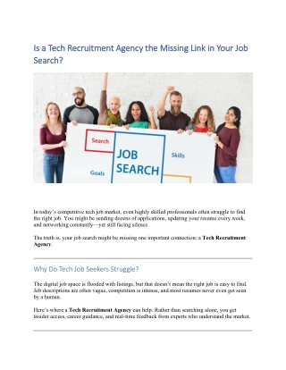 Is a Tech Recruitment Agency the Missing Link in Your Job Search