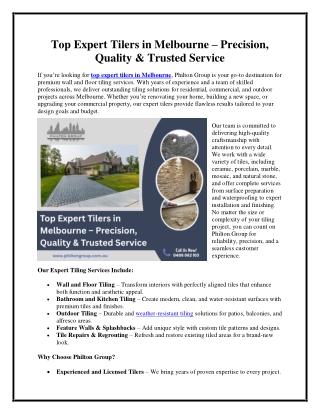 Top Expert Tilers in Melbourne – Precision, Quality & Trusted Service