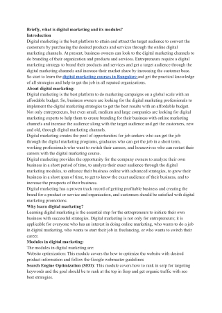 Briefly, what is digital marketing and its modules