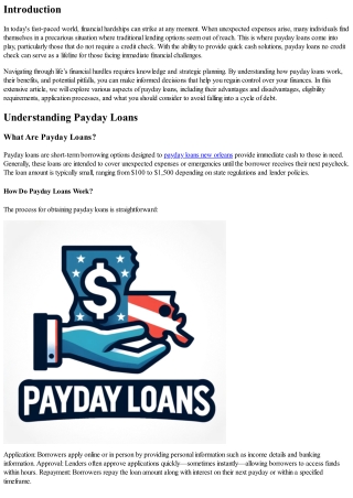 “Navigating Financial Hardships with payday loans no credit check.”
