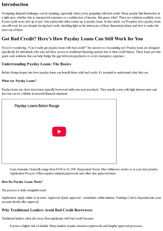 Got Bad Credit? Here’s How Payday Loans Can Still Work for You