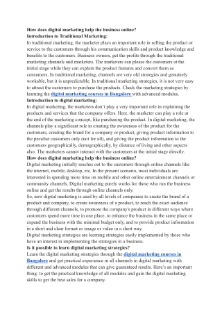How does digital marketing help the business online