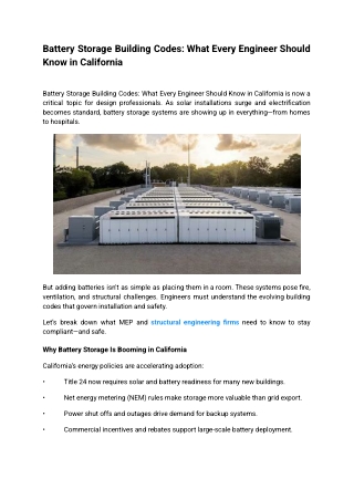 battery storage building codes what every